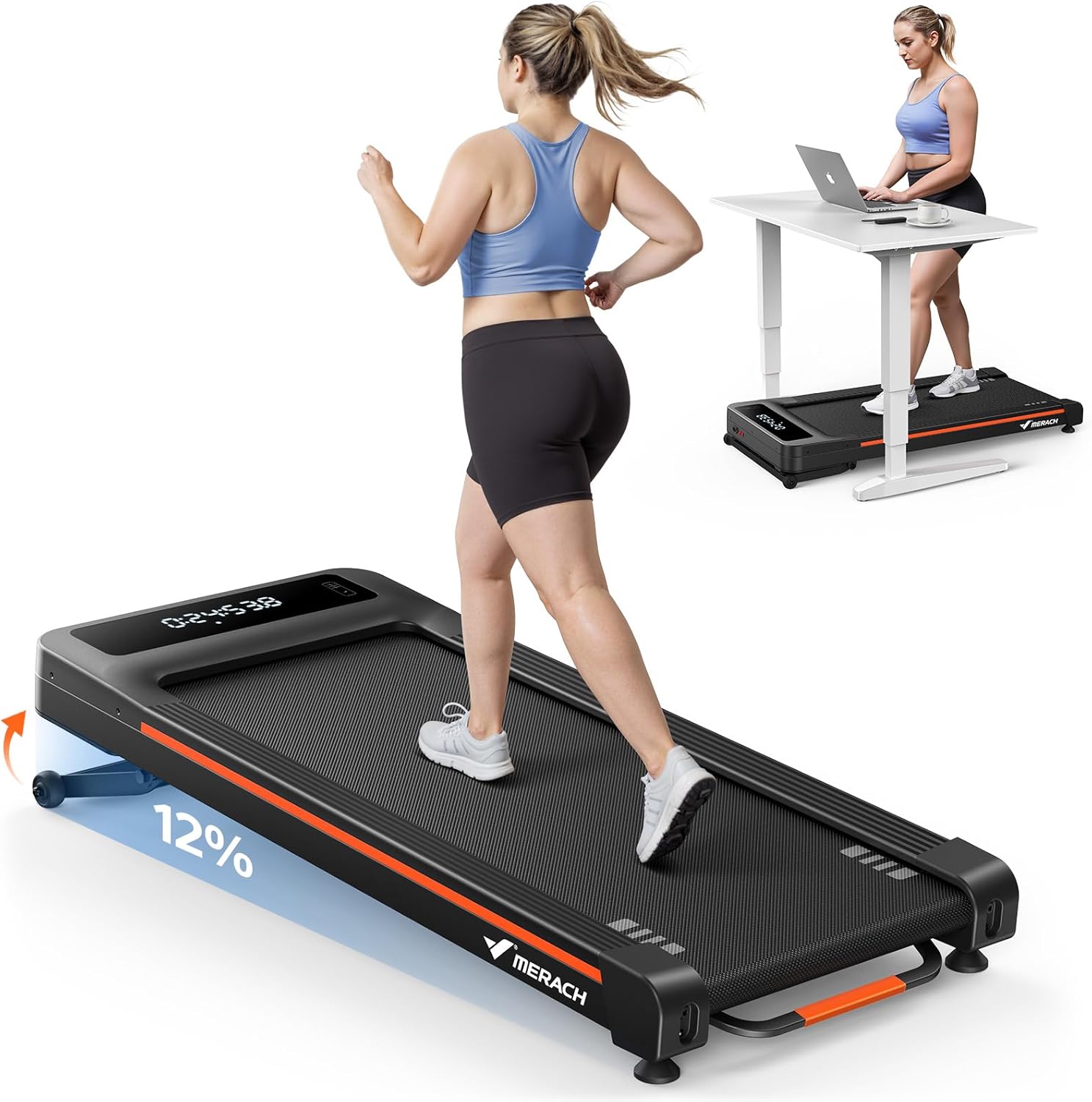 NovaWalk W50 Under Desk Walking Pad with 12% Auto Incline
