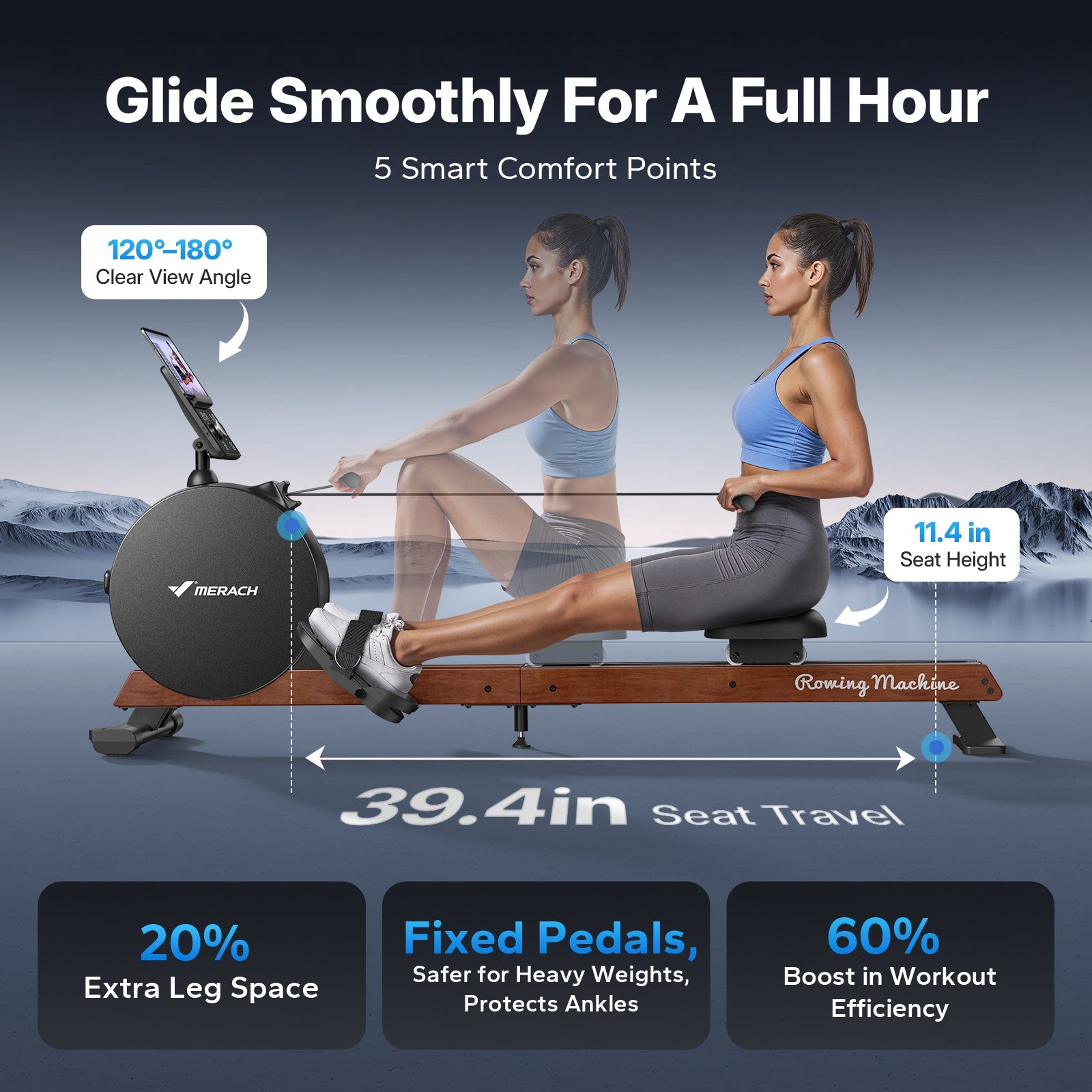 NovaRow R7 Self-Powered Magnetic Rowing Machine with 55 kg Peak Resistance