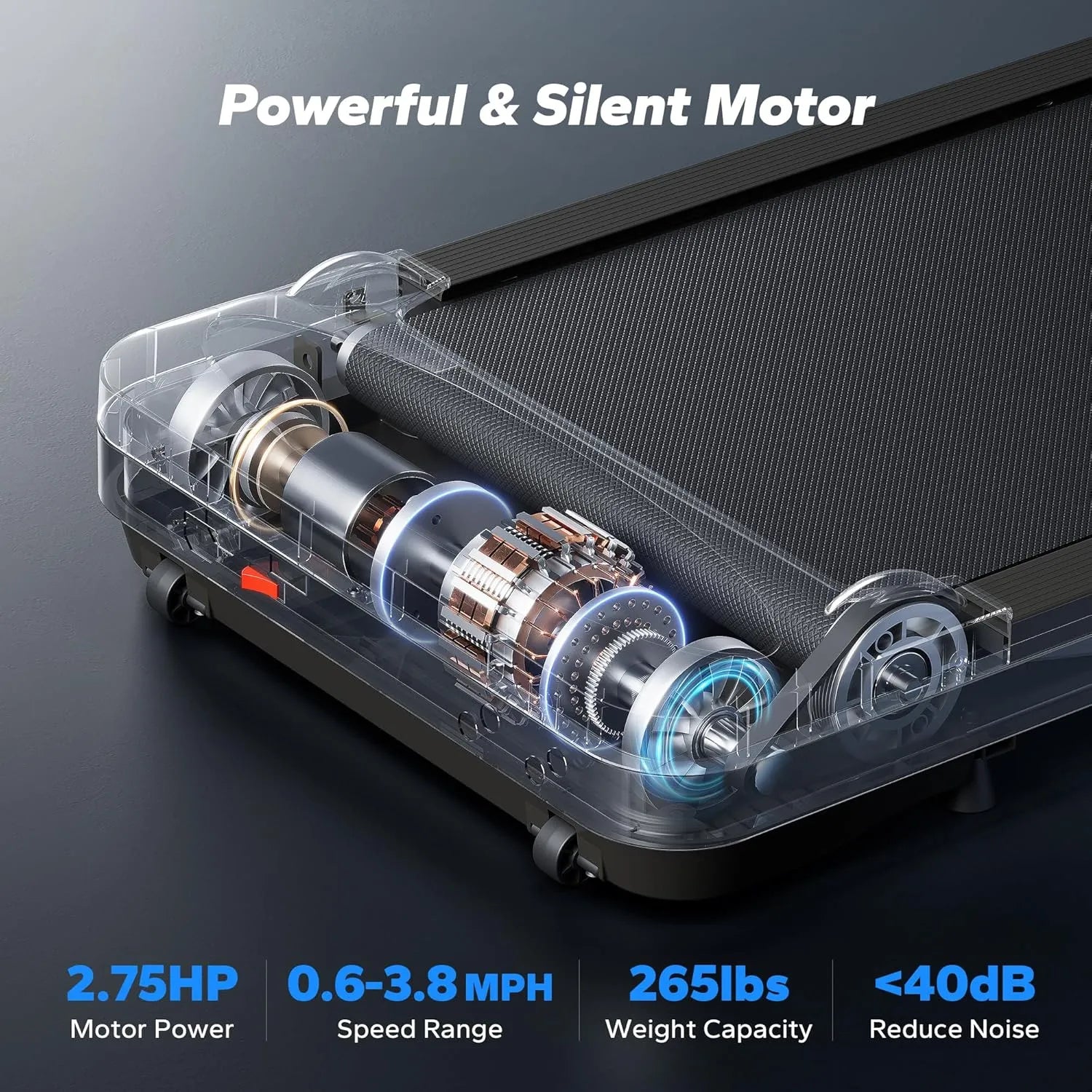 T26 Under Desk Walking Pad Portable Treadmill with Remote Control for Home & Office