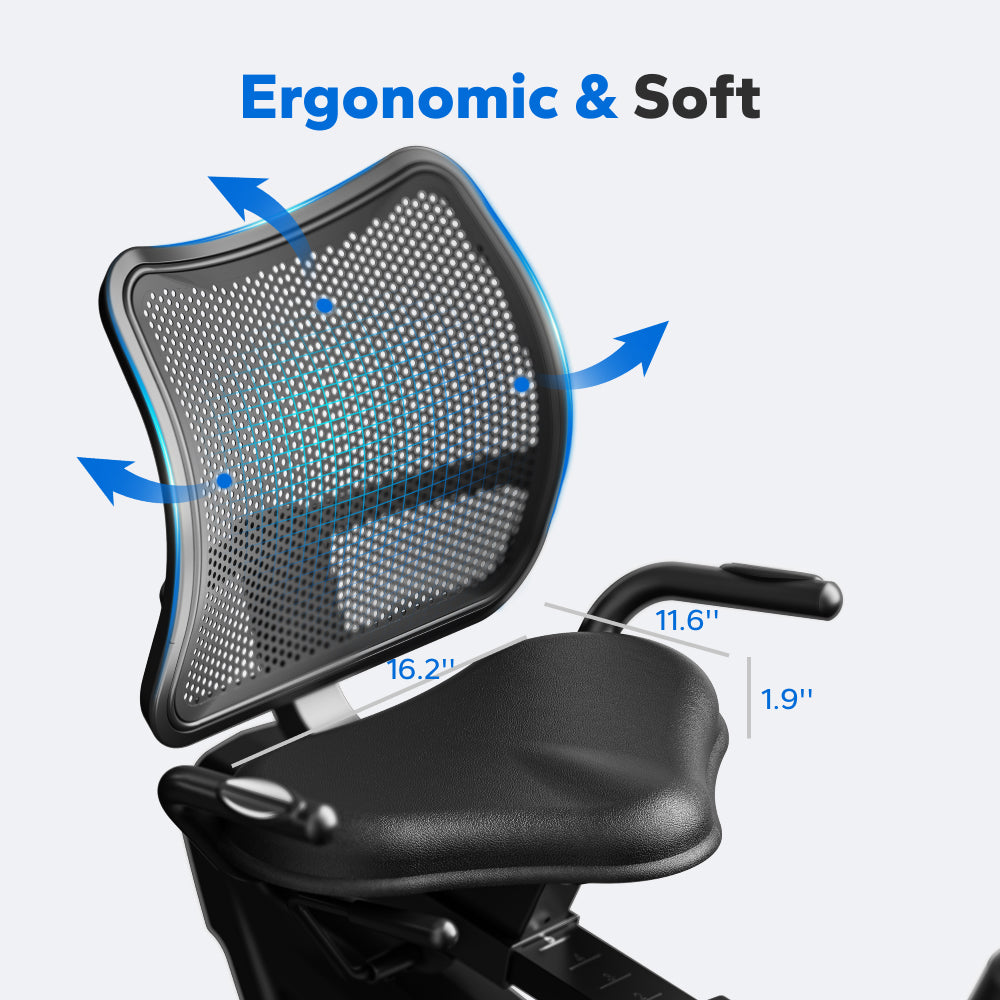 S19 Pro Recumbent Exercise Bike with 8-Level Magnetic Resistance for Home Use