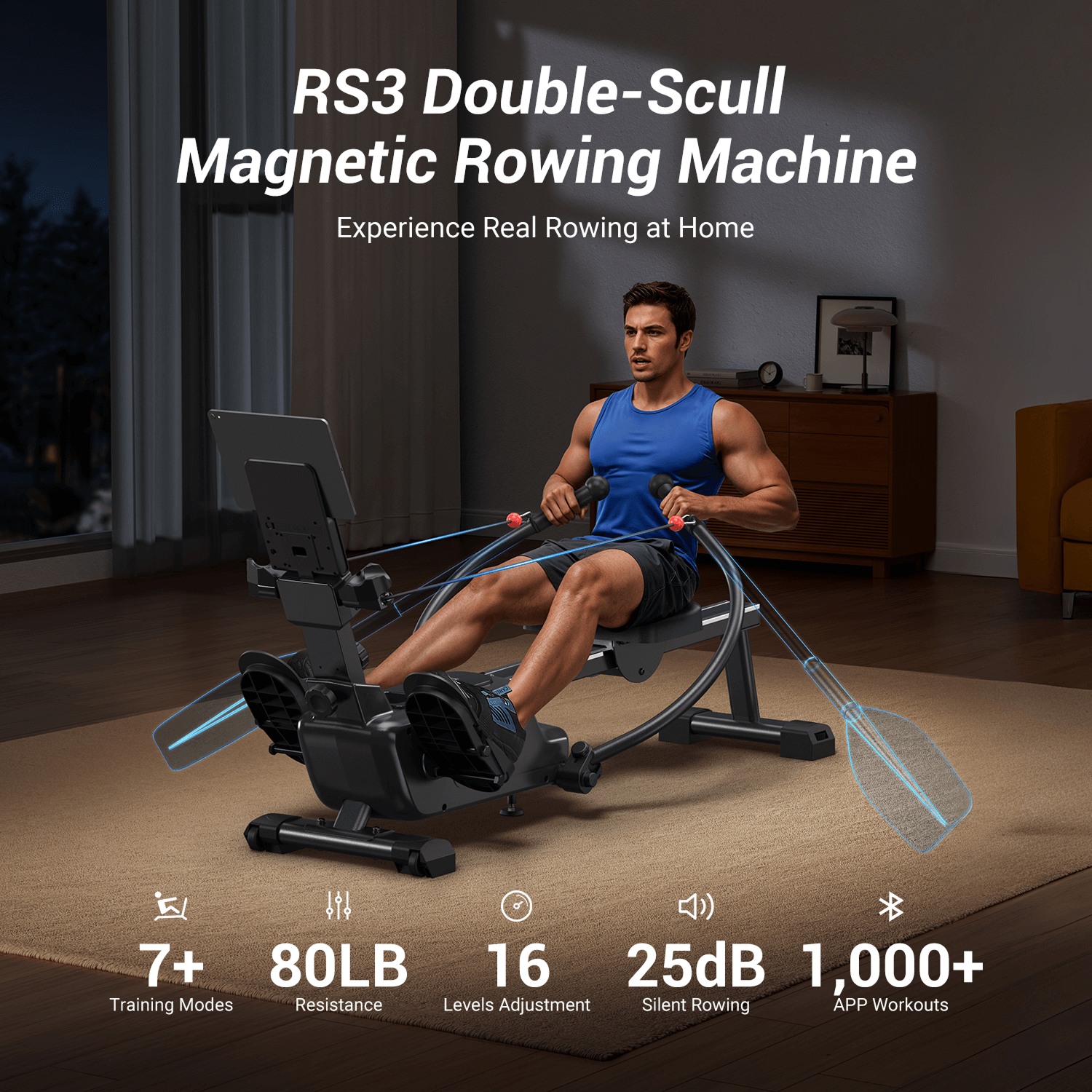 NovaRow RS3 Double-Scull Magnetic Rowing Machine