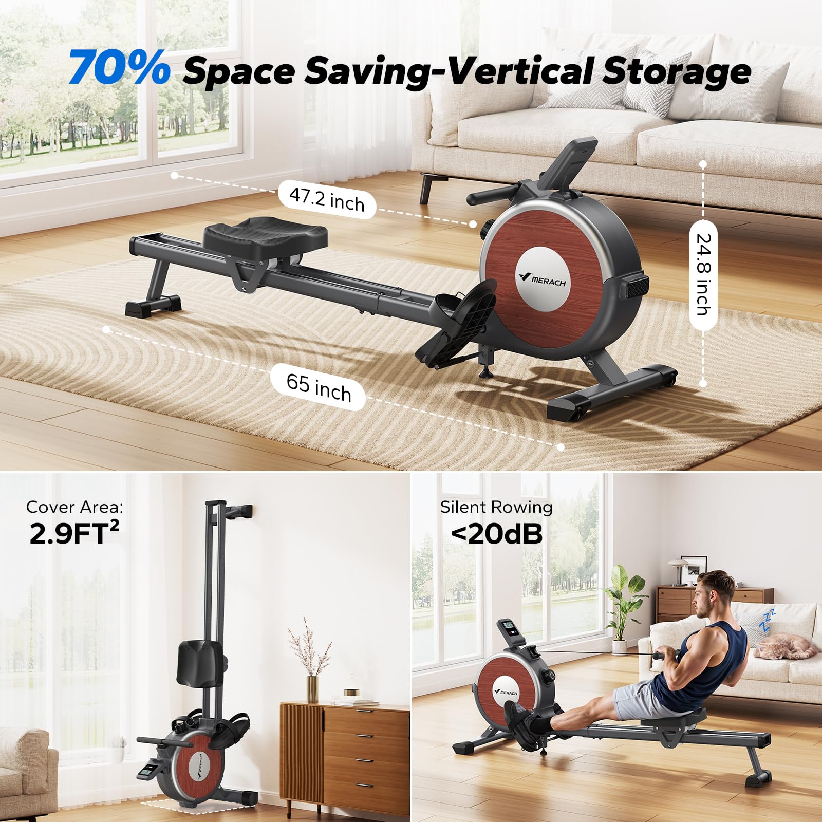 Q1S Magnetic Rowing Machine with 350lb Capacity for Home Use