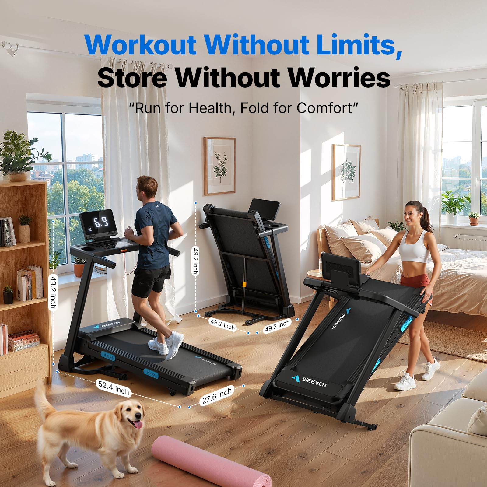 T12 Foldable Treadmill with 15% Auto-Incline