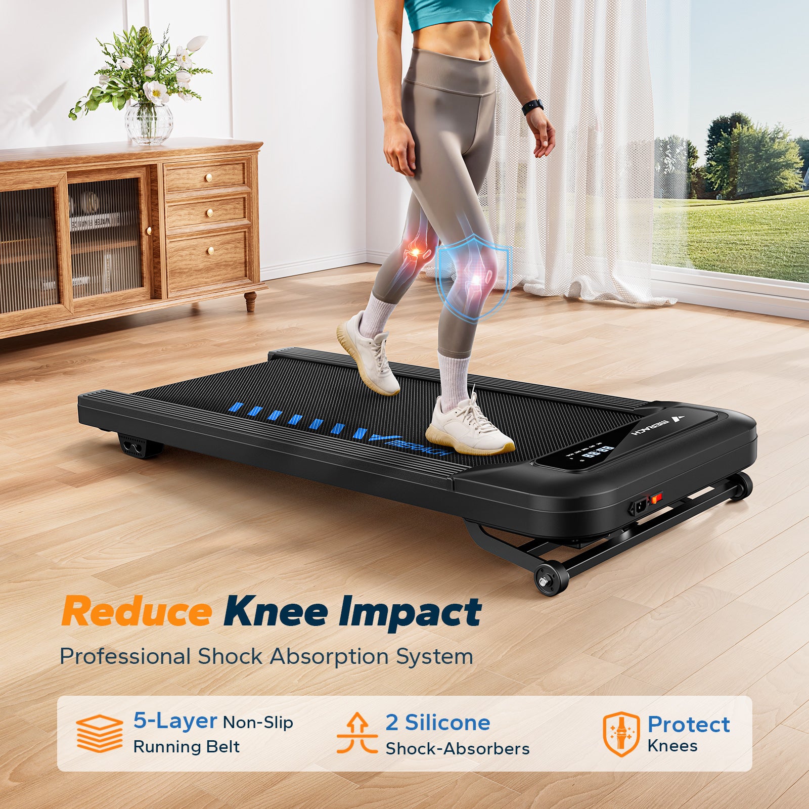 MERACH Walking Pad Treadmill with 9% Auto Incline