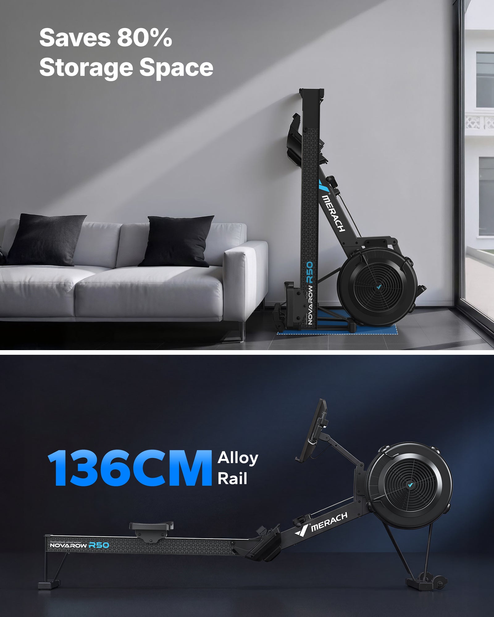 NovaRow R50 Pro Air Rower with Backlit Display