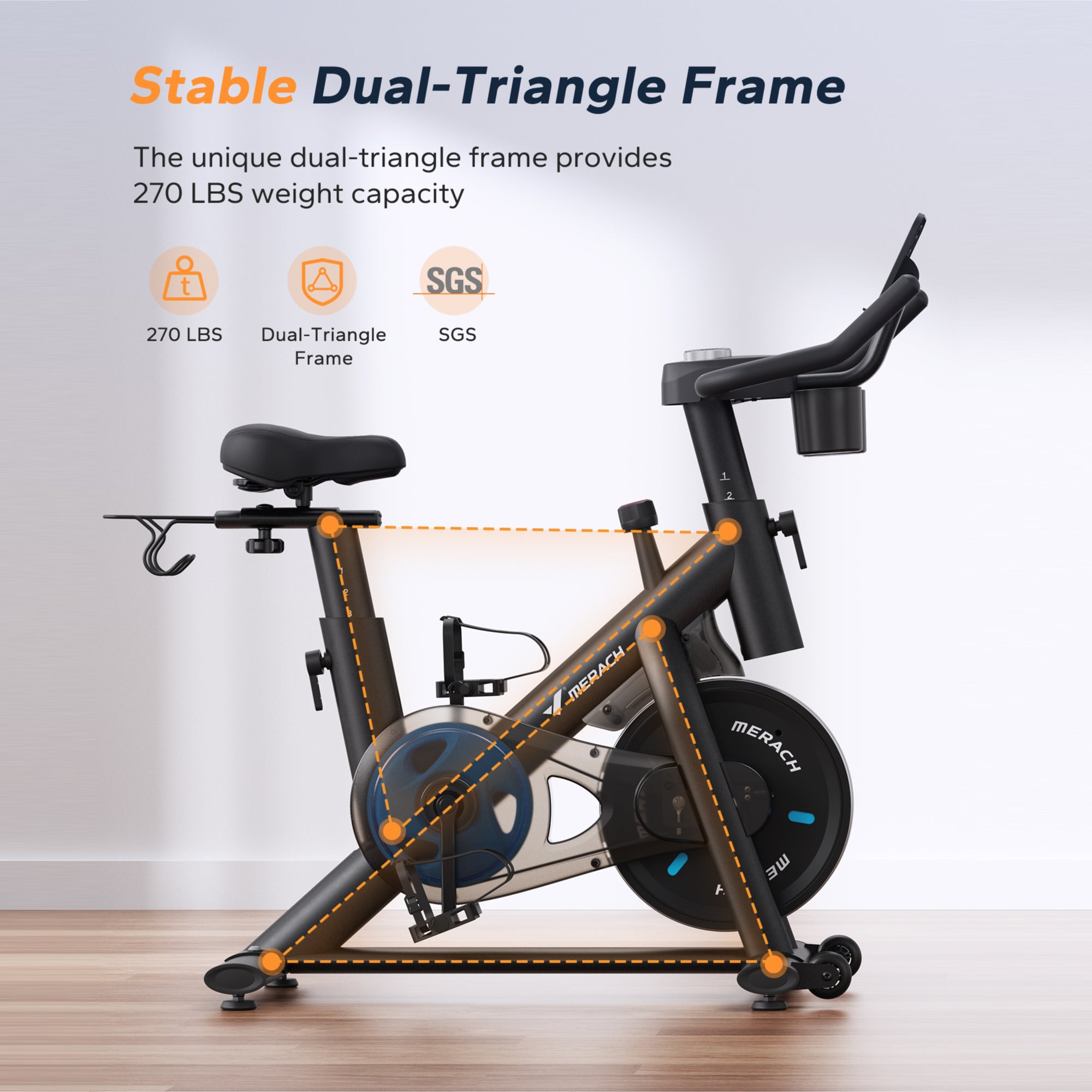 S26 Magnetic Resistance Exercise Bike with Dumbbell Rack