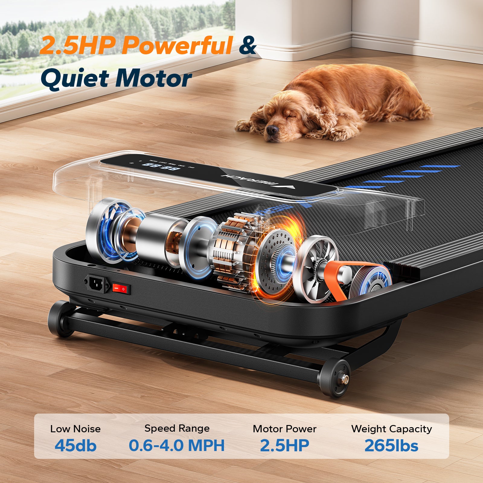 MERACH Walking Pad Treadmill with 9% Auto Incline