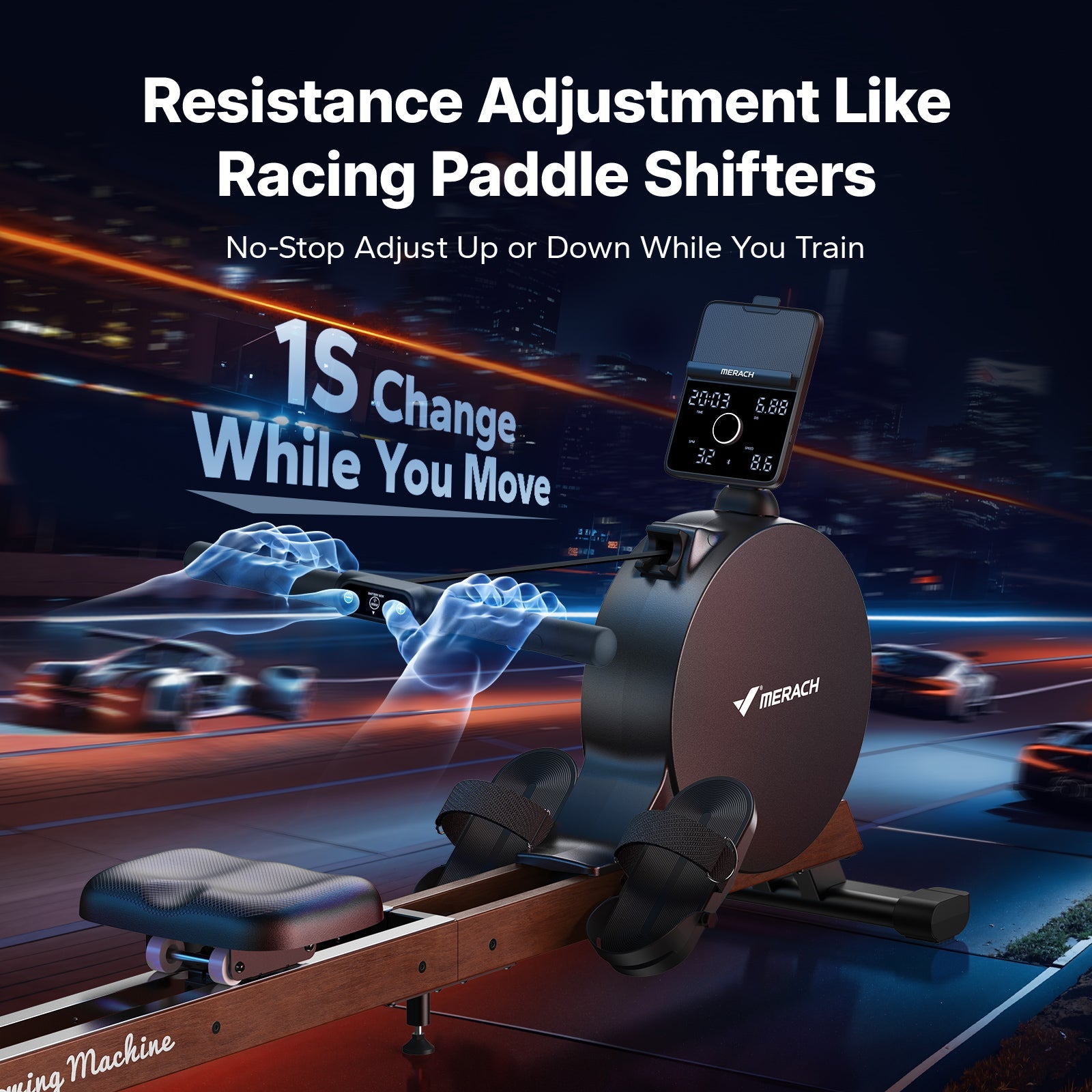 NovaRow R7 Self-Powered Magnetic Rowing Machine with 55 kg Peak Resistance