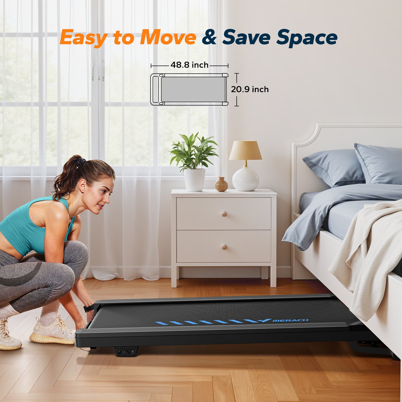 MERACH Walking Pad Treadmill with 9% Auto Incline