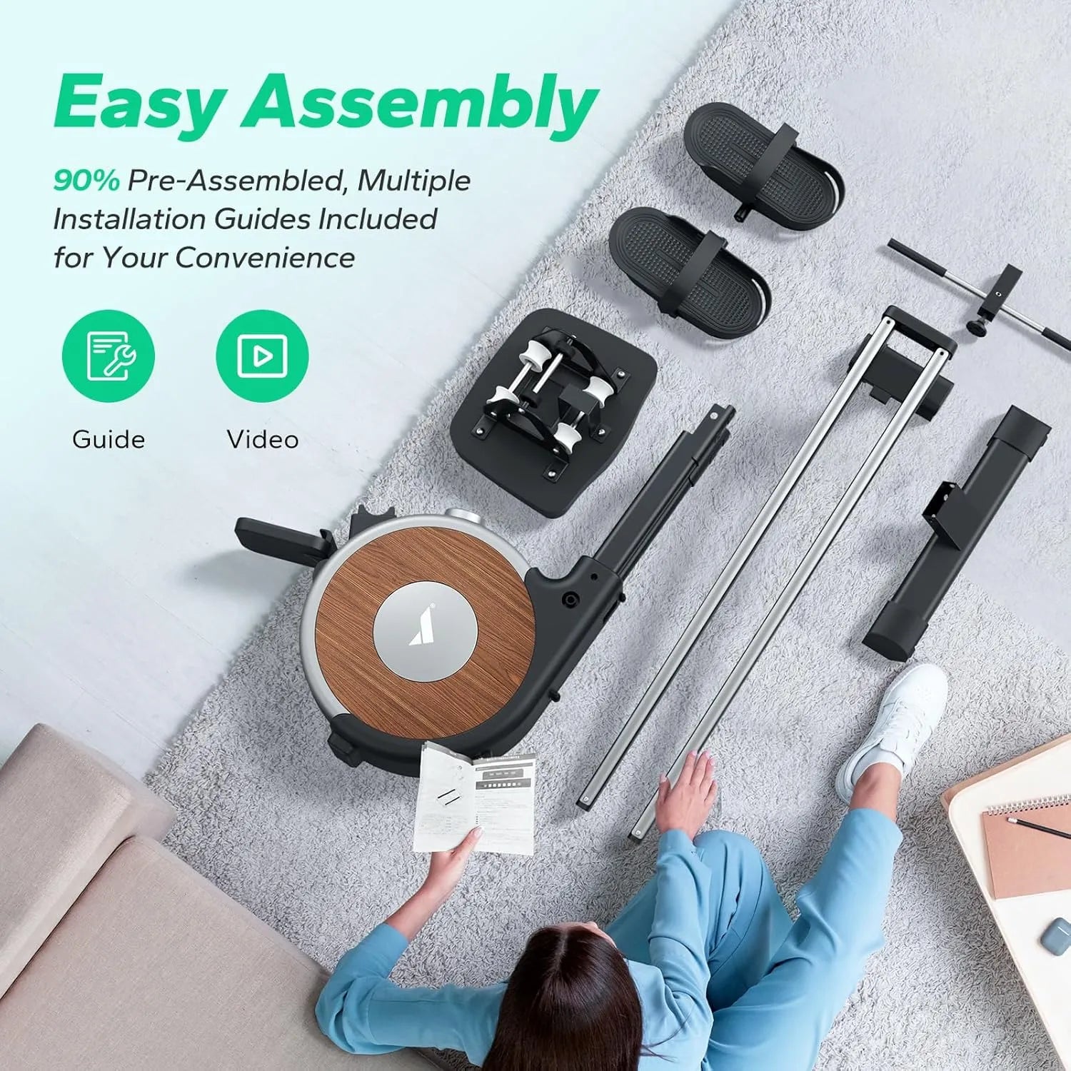 Q1S-Pro Self-Powered Magnetic Rowing Machine with Smart App