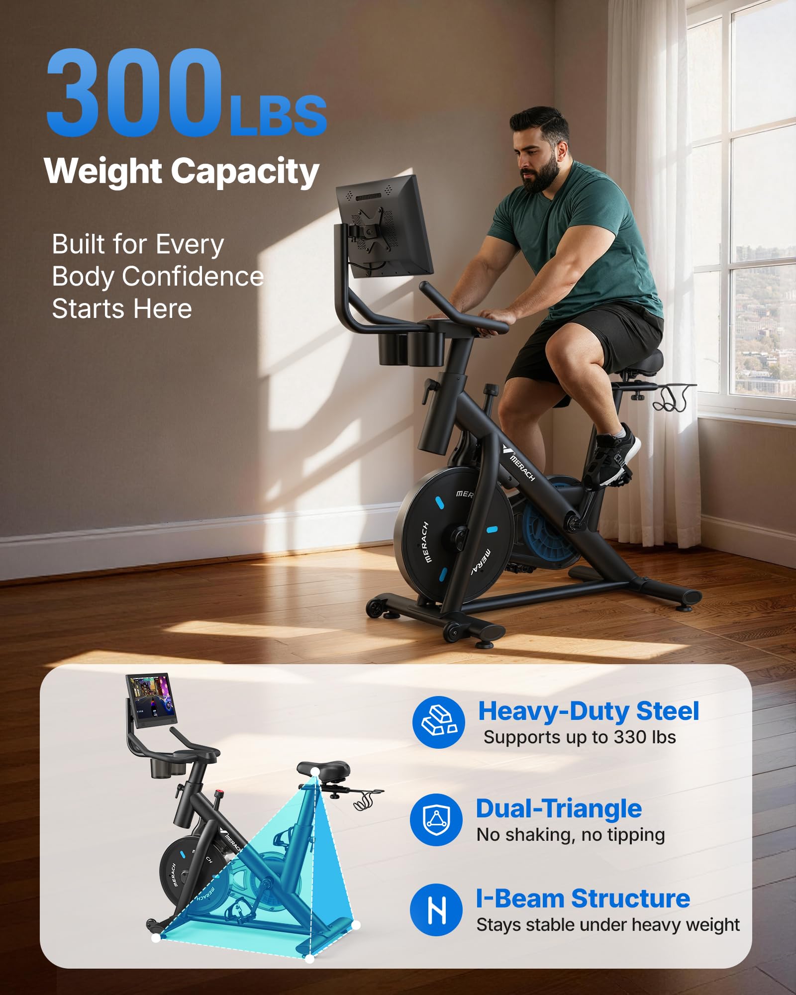 S26 Aura Magnetic Exercise Bike with Rotating 15.6" HD Screen for Home Use