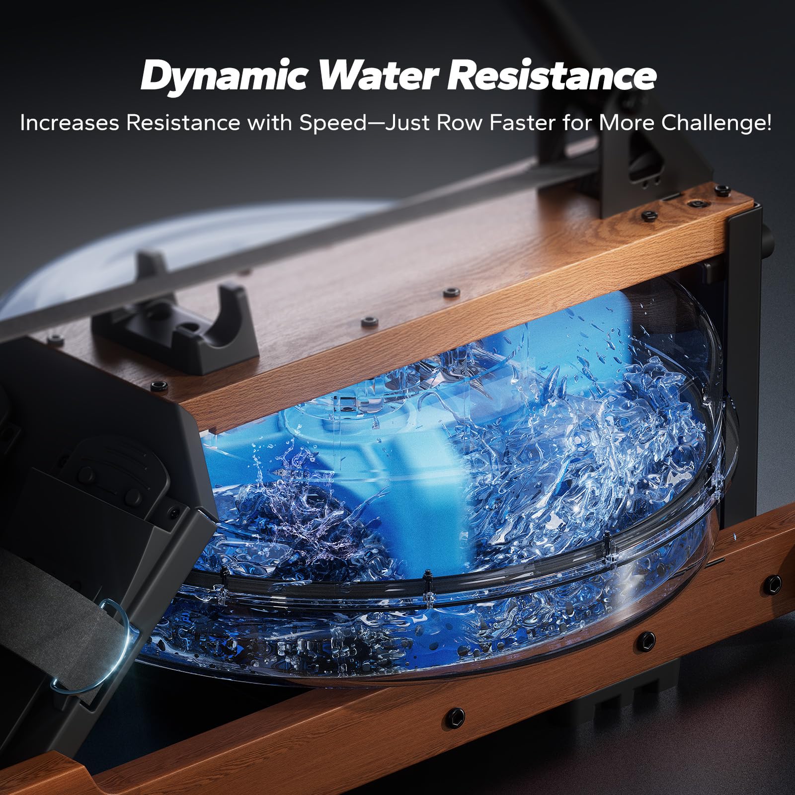 R28 Wood Foldable Water Rowing Machine with 180kg Capacity