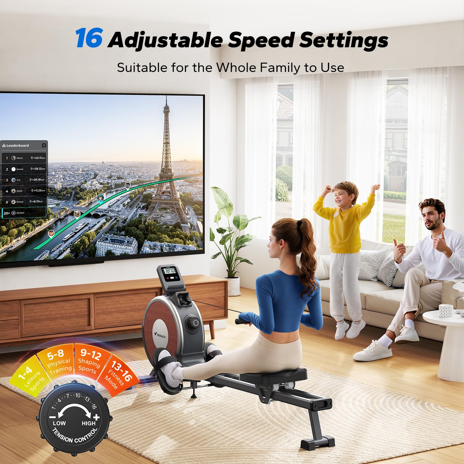 Q1S Magnetic Rowing Machine with 350lb Capacity for Home Use