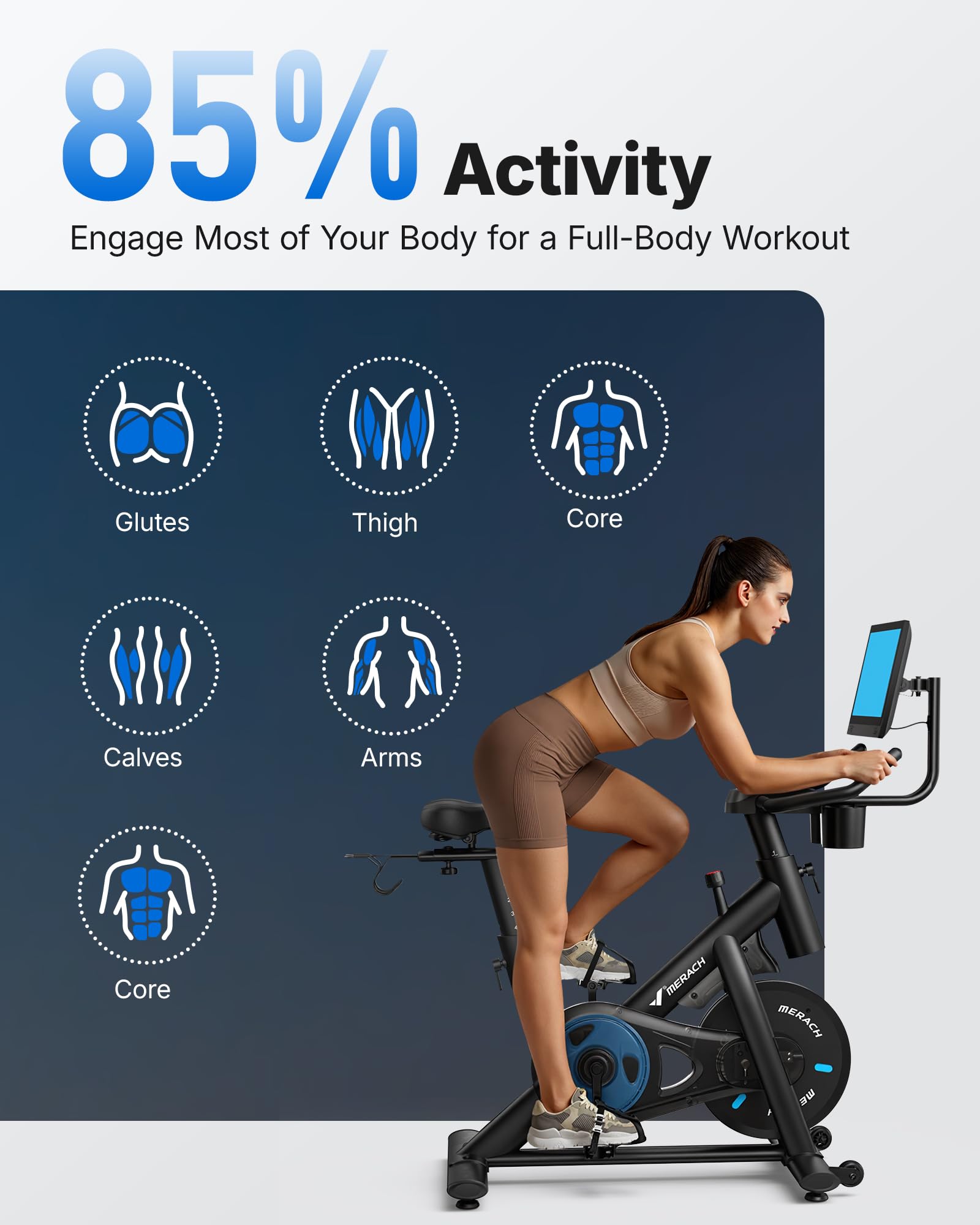 S26 Aura Magnetic Exercise Bike with Rotating 15.6" HD Screen for Home Use