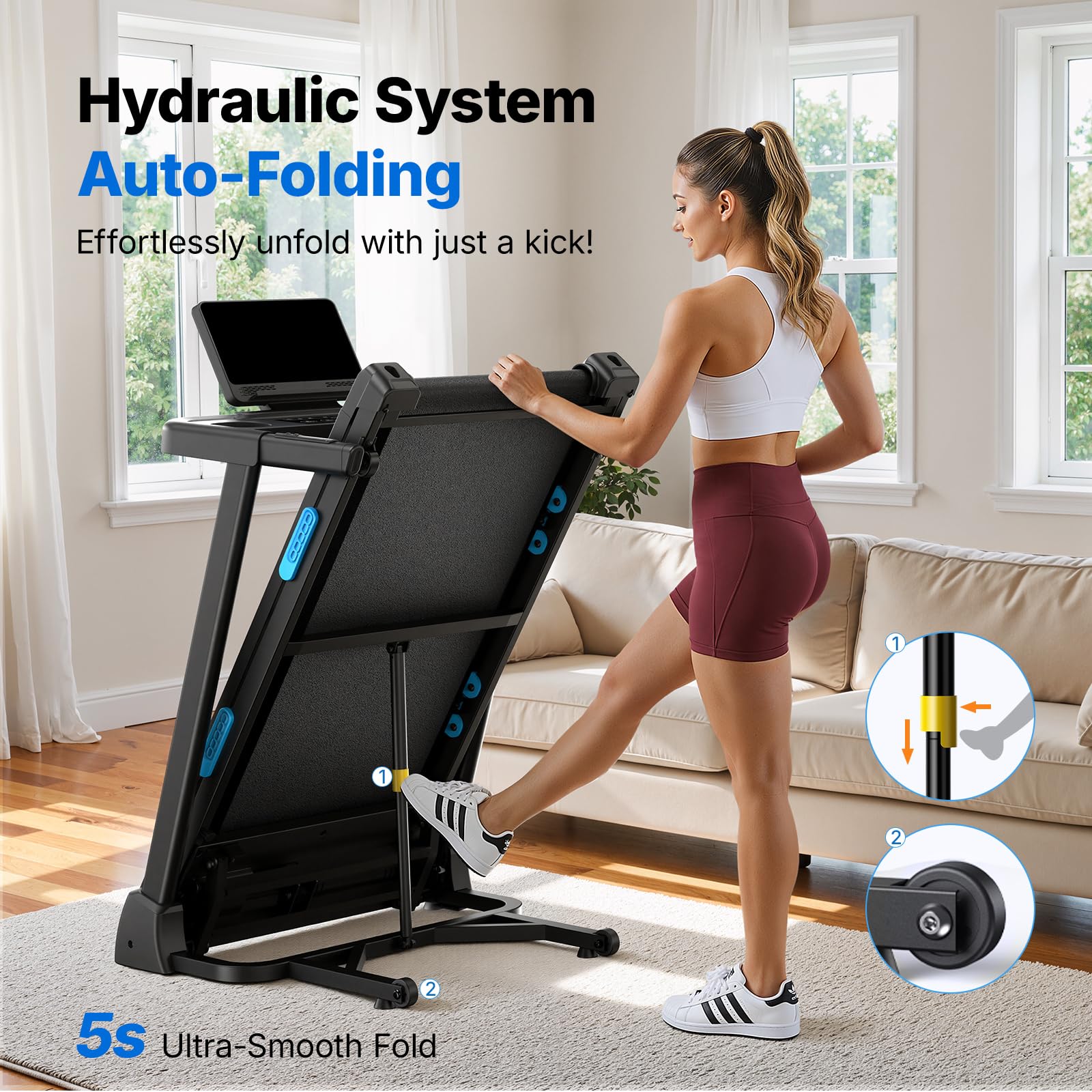 T12 Foldable Treadmill with 15% Auto-Incline