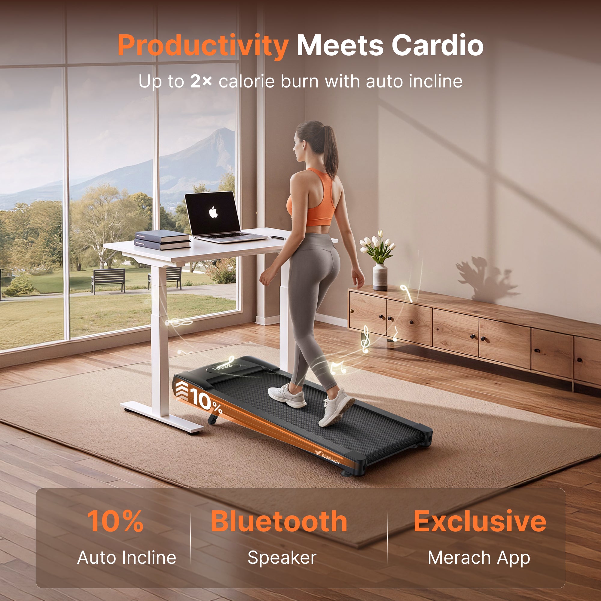 W50 Lite Walking Pad Under Desk Treadmill with 10% Auto Incline